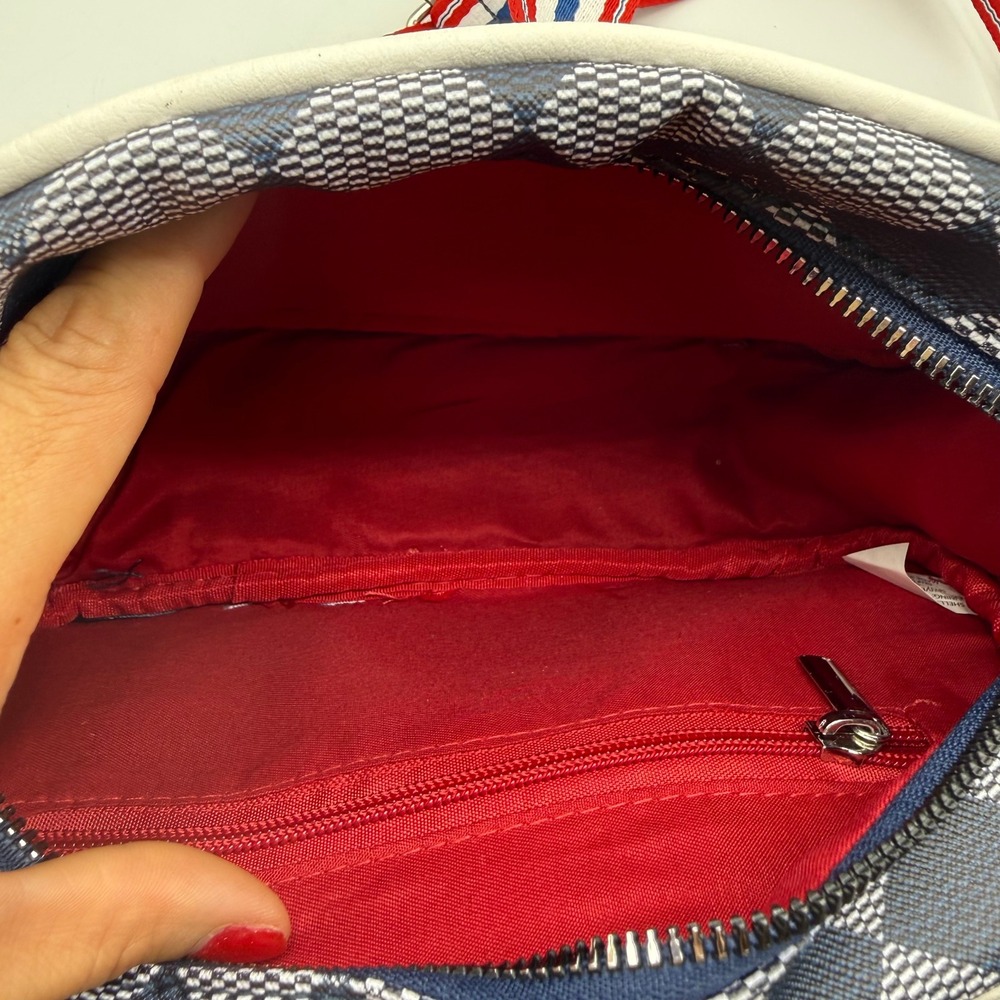 US Polo Assn Crossbody Bag Navy White Plaid Logo Strap Zipper Top New‎ w/ Tags - Picture 10 of 11